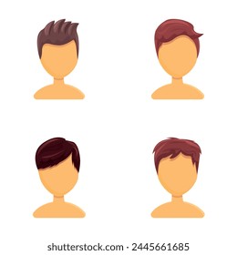 People avatar icons set cartoon vector. Different male avatar. Faceless character, anonymous