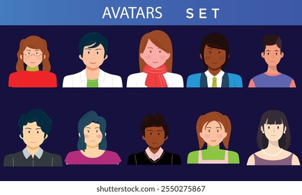 People avatar icons set. Vector illustration characters for social media and networking, user profile, website