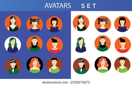 People avatar icons set. Vector illustration characters for social media and networking, user profile, website