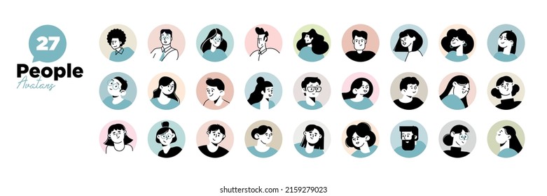 People avatar icons. Vector illustration charaters for social media and networking, user profile, website and app design and development, user profile icons. - Shutterstock ID 2159279023