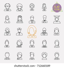 people avatar line icon set