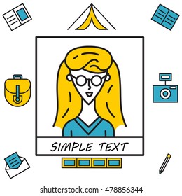 People avatar line set. Flat line color illustration of human avatar. People vector image for profile of website, social media, social network and etc. 