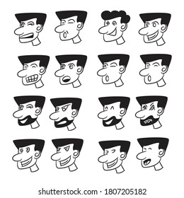 people avatar male face portrait icons set