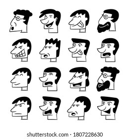people avatar male face portrait icons set