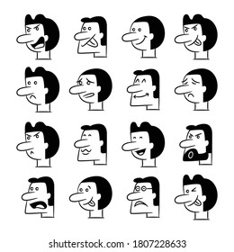 people avatar male face portrait icons set
