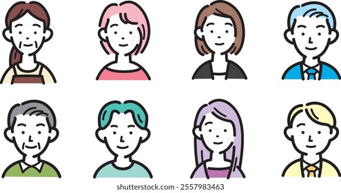 people avatar man woman business icons set vector