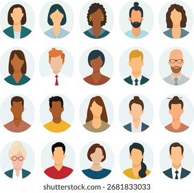 People Avatar Round Icon Set Profile Diverse vector