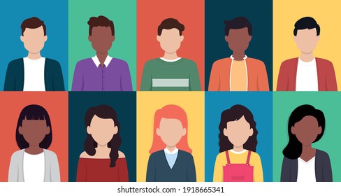 People avatar set. Different men and women characters collection.Vector illustration