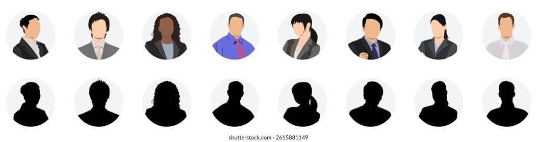 People avatar set. Different men and women characters collection. Isolated vector illustration.
