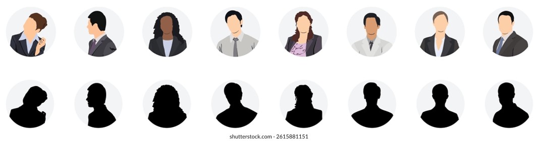 People avatar set. Different men and women characters collection. Isolated vector illustration.