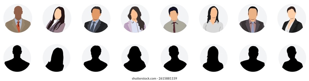 People avatar set. Different men and women characters collection. Isolated vector illustration.