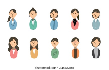 People avatar set. Smiling woman. Illustration icons.