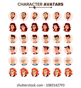 People Avatar Set Vector. Man, Woman. User Portrait. Office Worker. Beautiful Male, Female. Modern Employer. Default Placeholder. Strong Pictogram.  Flat Cartoon Character Illustration