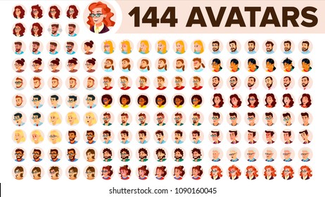 People Avatar Set Vector. Man, Woman. Human Emotions. Anonymous Male, Female Avatar. Icon Placeholder. Person Silhouette. User Portrait. Emotions. Flat Handsome Manager. Flat Cartoon  Illustration