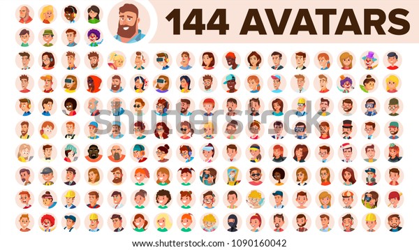 People\
Avatar Set Vector. Man, Woman. People User Person. Trendy Image.\
Comic Face Art. Cheerful Worker Avatar. Round Portrait. Cute\
Employer. Flat Cartoon Character\
Illustration\
