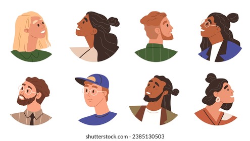 People avatar vector illustration. Identity is core persons being, encompassing their beliefs and values Uniqueness lies in individuals one a kind perspectives and experiences Individualism encourages