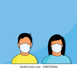 People avatar wearing medical masks