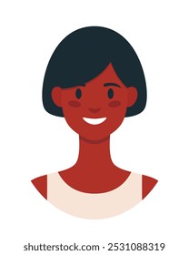 Avatar de pessoas. Cara de mulher isolada sobre fundo branco. Ilustração de vetor bonito. Estilo plano