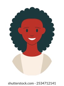 Avatar de pessoas. Cara de mulher isolada sobre fundo branco. Ilustração de vetor bonito. Estilo plano