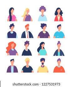 People Avatars. Cartoon Man And Woman Office Worker, Professional Teamwork Portraits. Male And Female Faces Vector Profile Characters