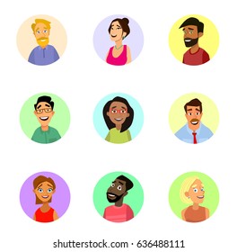 People avatars collection. Vector illustration in a flat style.