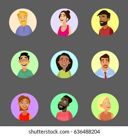 People avatars collection. Vector illustration in a flat style.
