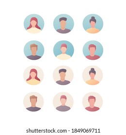Leute Avatare. Farbige flache Vektorsymbole.  Mitglieder Avatars Icon Set. Einzeln auf weißem Hintergrund.