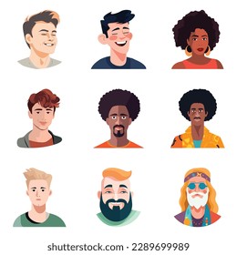 People Avatars Flat Icon Set Isolated On White Background
