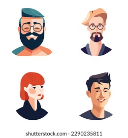 Avatares De Personas Conjunto De Icono Plano Aislado En Fondo Blanco