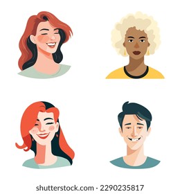 People Avatars Flat Icon Set Isolated On White Background