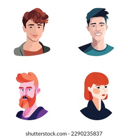 People Avatars Flat Icon Set Isolated On White Background