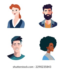 Avatares De Personas Conjunto De Icono Plano Aislado En Fondo Blanco
