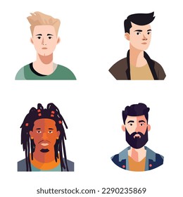People Avatars Flat Icon Set Isolated On White Background