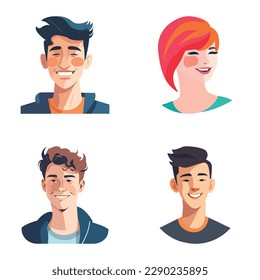 People Avatars Flat Icon Set Isolated On White Background