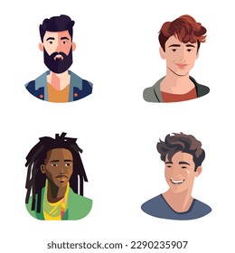 People Avatars Flat Icon Set Isolated On White Background