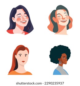People Avatars Flat Icon Set Isolated On White Background