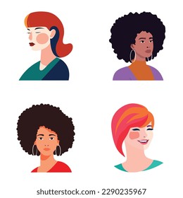People Avatars Flat Icon Set Isolated On White Background