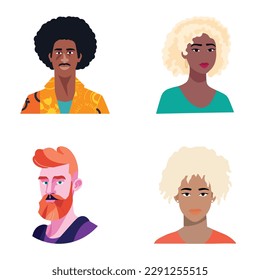 Avatares De Personas Conjunto De Icono Plano Aislado En Fondo Blanco