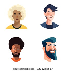 People Avatars Flat Icon Set Isolated On White Background