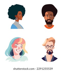People Avatars Flat Icon Set Isolated On White Background