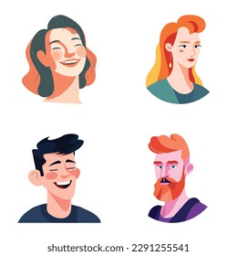 Avatares De Personas Conjunto De Icono Plano Aislado En Fondo Blanco