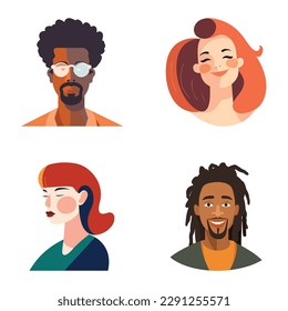 Avatares De Personas Conjunto De Icono Plano Aislado En Fondo Blanco