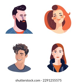 People Avatars Flat Icon Set Isolated On White Background