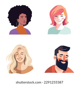 People Avatars Flat Icon Set Isolated On White Background