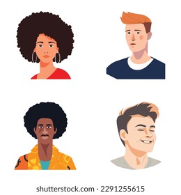 Avatares De Personas Conjunto De Icono Plano Aislado En Fondo Blanco
