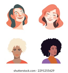 People Avatars Flat Icon Set Isolated On White Background