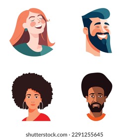People Avatars Flat Icon Set Isolated On White Background