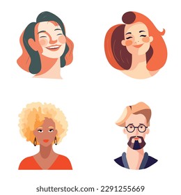 People Avatars Flat Icon Set Isolated On White Background