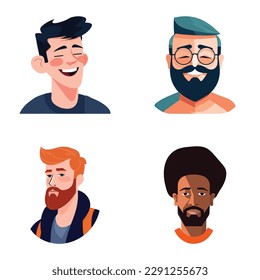 Avatares De Personas Conjunto De Icono Plano Aislado En Fondo Blanco