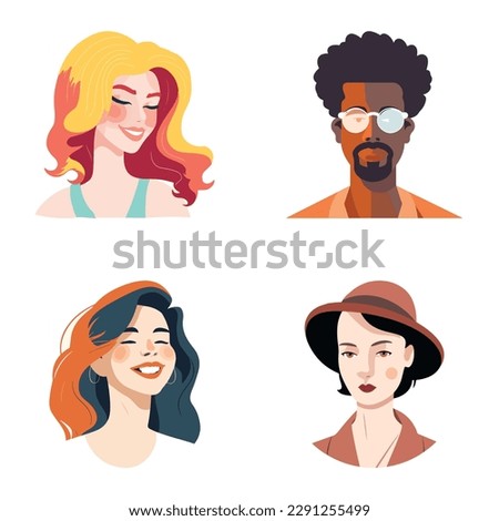 People Avatars Flat Icon Set Isolated On White Background